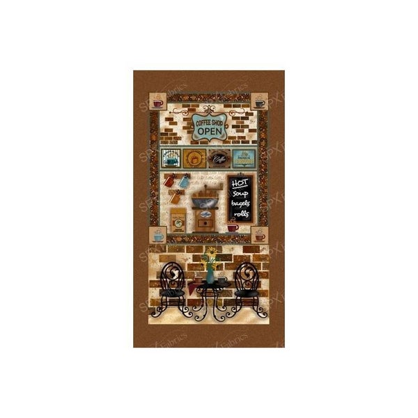 Tissu patchwork panneau a coudre terrasse de cafe