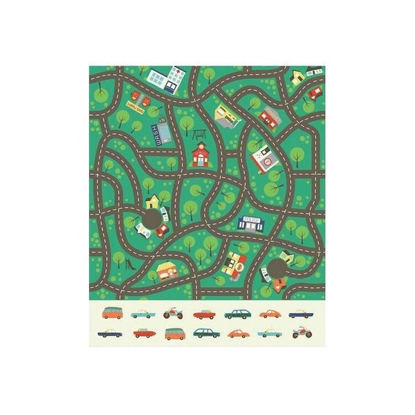 Tissu patchwork panneau a coudre tapis de jeu et voitures