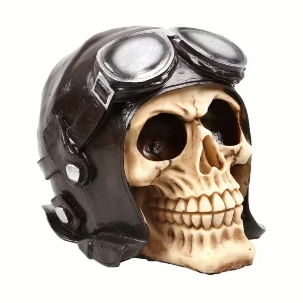Aviator Schedel met Pilotenhelm & Bril - 14cm