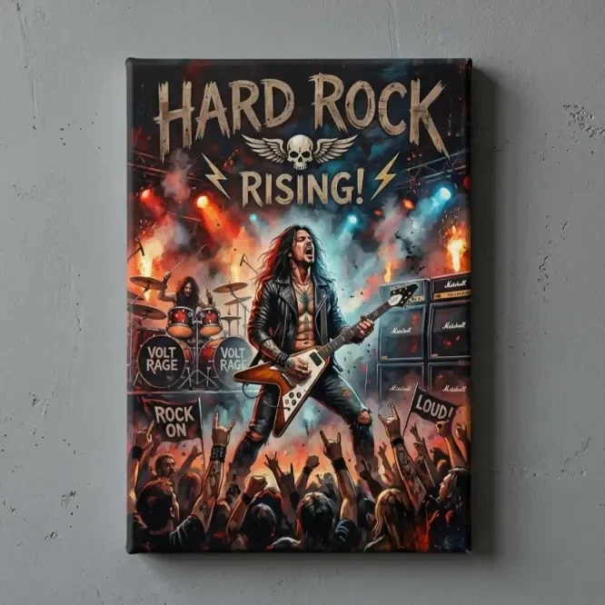 Canvas Schilderij Hard Rock Rising Ingelijst