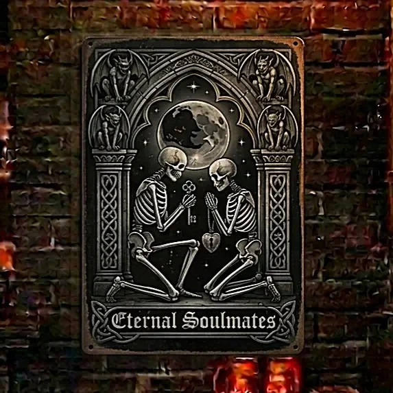 Eternal Soulmates Gothic Metaal Bord - Skelet Koppels