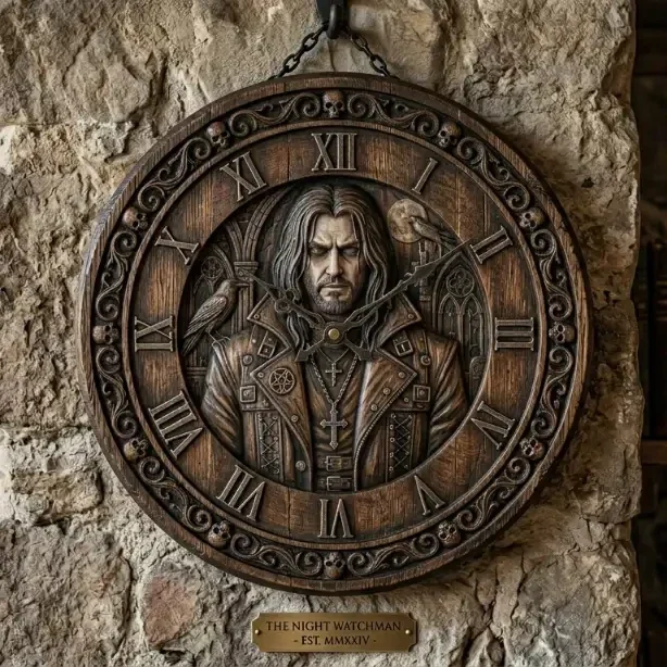 Gothic Houten Wandklok "The Night Watchman" – 30cm