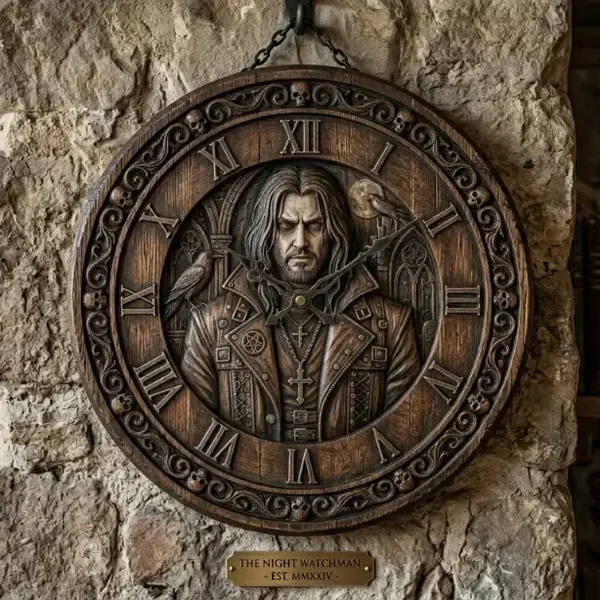 Gothic Houten Wandklok "The Night Watchman" – 30cm