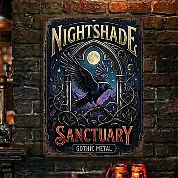 Nightshade Sanctuary Gothic Metalen Bord met Raaf
