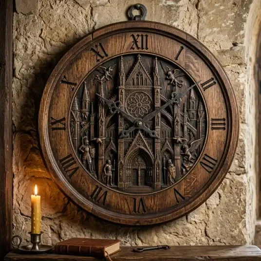 Gotische Houten Wandklok Kathedraal - 30cm