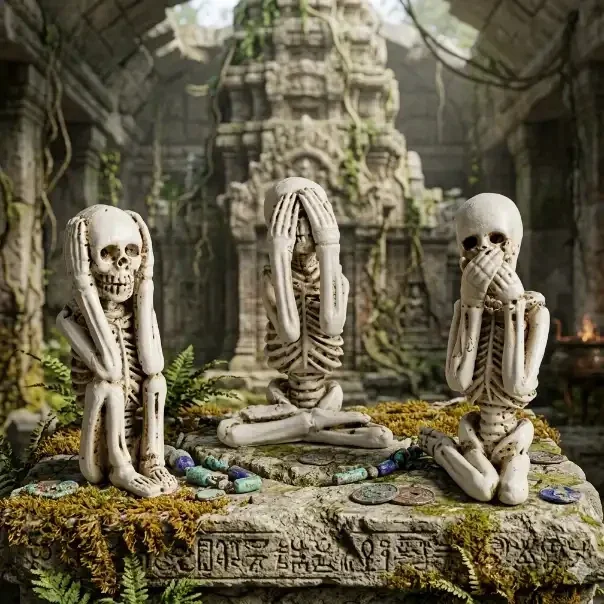 Horen, Zien, Zwijgen" Skeletten Set - Resin