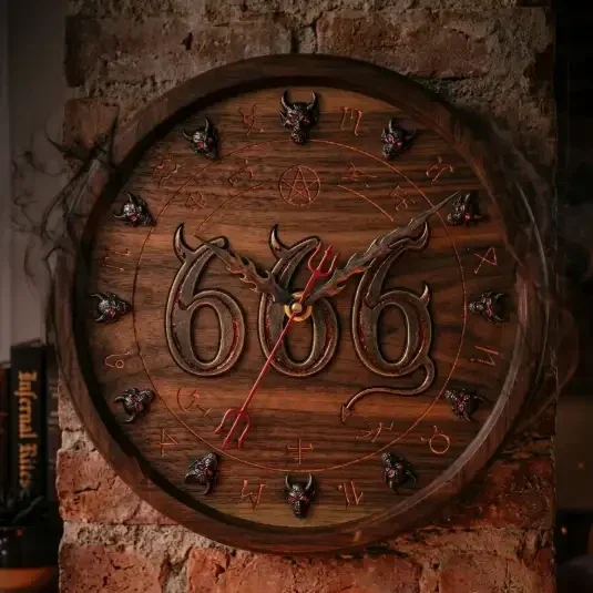 Houten Wandklok 666 Occult – 30cm