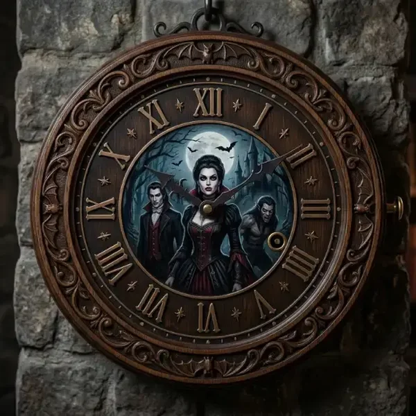Houten Wandklok Gotisch - Vampier & Fantasy - 30cm