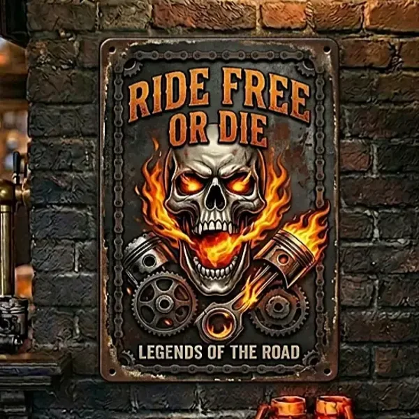 Metalen Bord The Skull & Flame Saloon