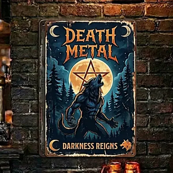 Death Metal Weerwolf Metalen Wandbord - Darkness Reigns