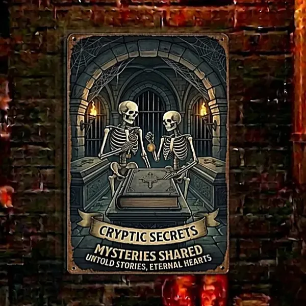 Metalen Wandbord Cryptic Secrets Skeletten