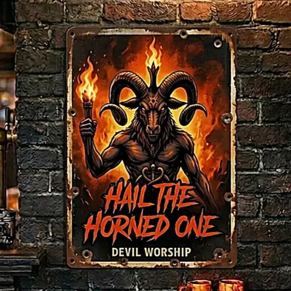 Metalen Wandbord - Hail The Horned One - Baphomet Gothic
