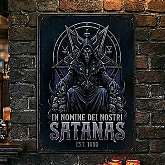 Metalen Wandbord Satanas & Schedels - Gothic Decoratie