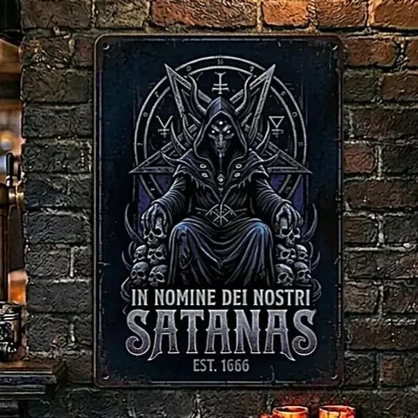 Metalen Wandbord Satanas & Schedels - Gothic Decoratie