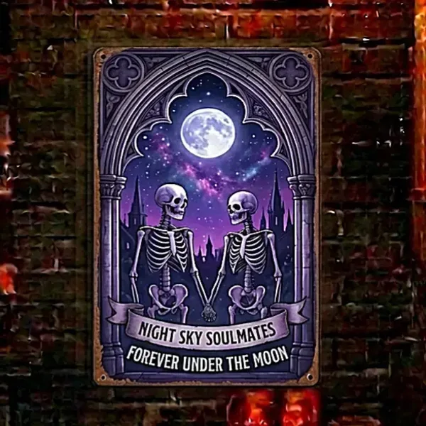 Metalen Wandbord Skeletten Night Sky Soulmates
