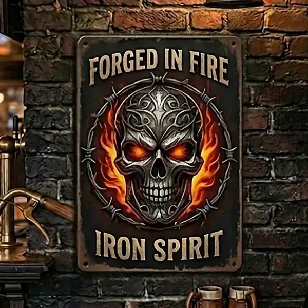 Metalen Wandbord Skull - Forged in Fire