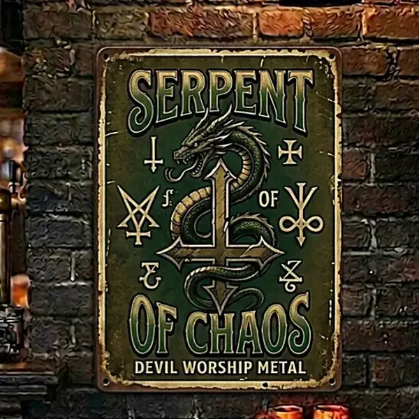 Serpent of Chaos Metalen Gothic Wandbord