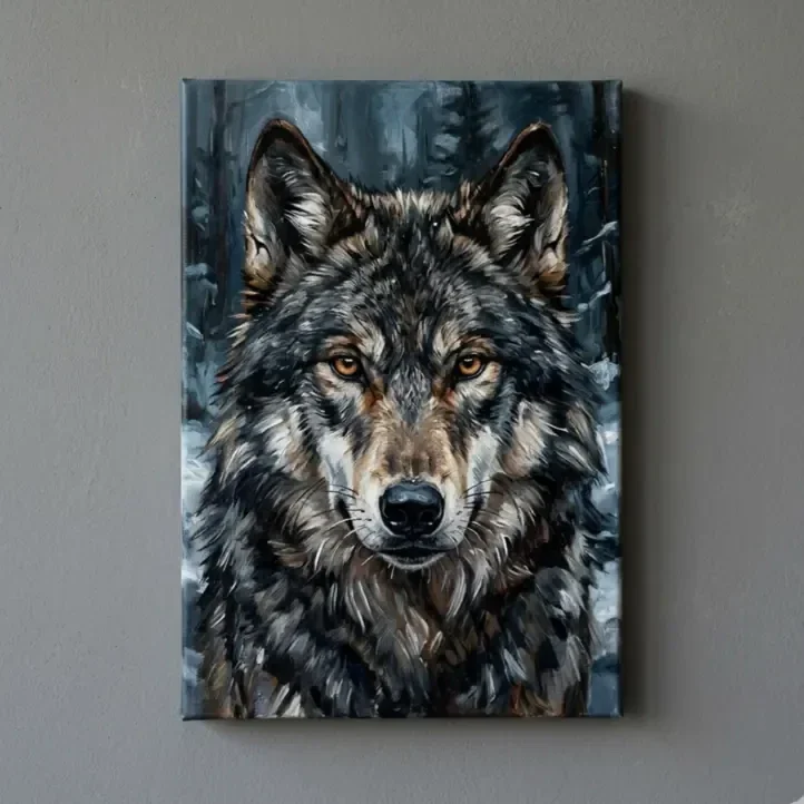 Wolf Canvas Schilderij Ingelijst - Mystieke Wolf