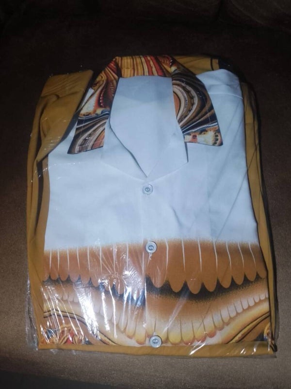 Men's Gold and White Pants Suit by Elijah O.