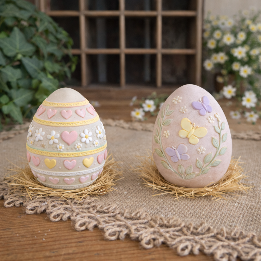 Duo de Pâques – Œufs à peindre en plâtre