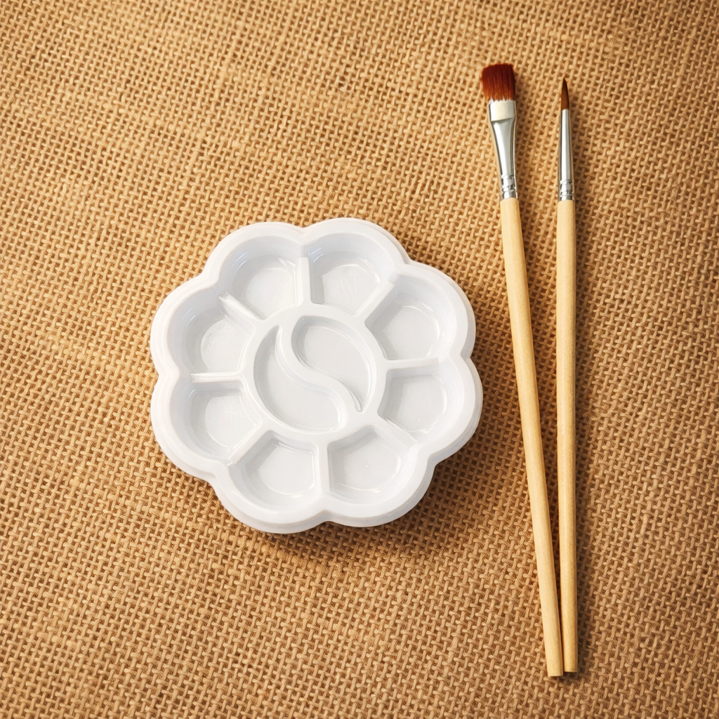 Set de 2 pinceaux + palette de mélange