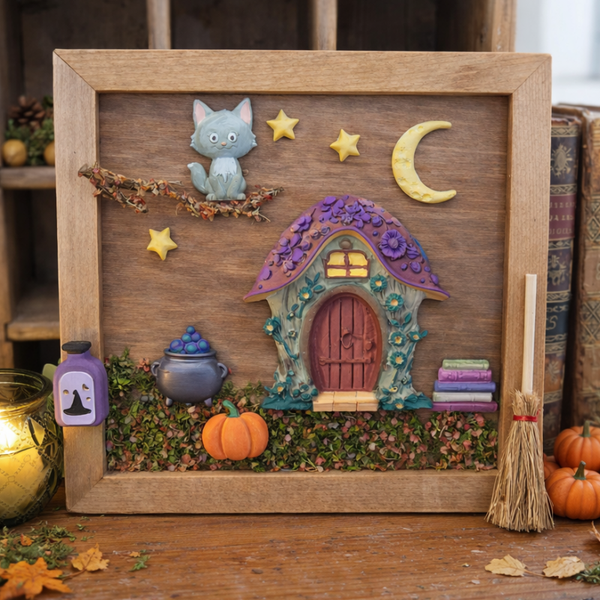 Potion, citrouille et sortilèges – Tableau à composer en bois et plâtre
