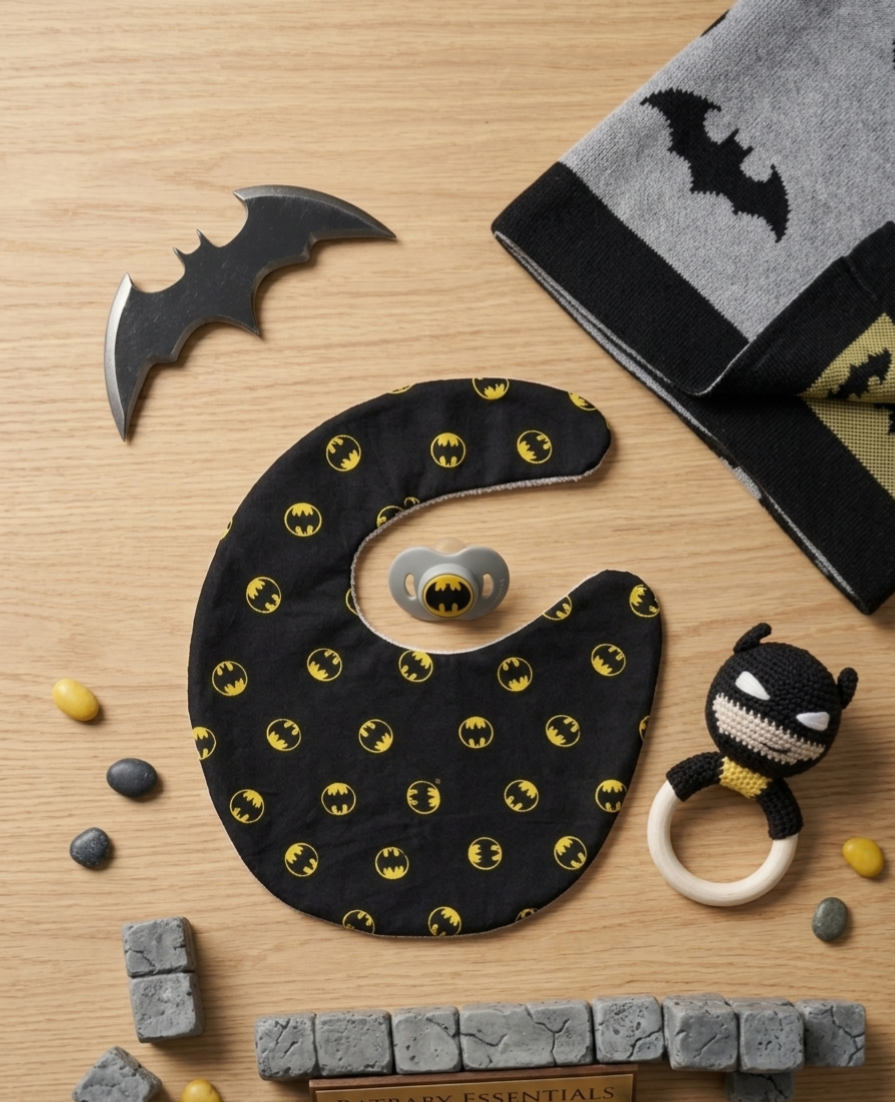 Kit Batman: Sonajero, chupete y babero