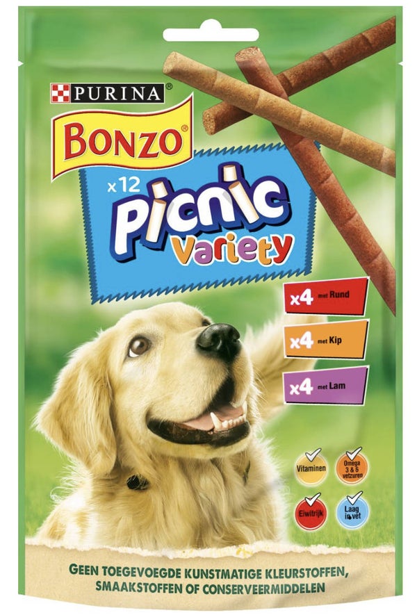 Bonzo Picnic Variety Hondensnack - 12 sticks 