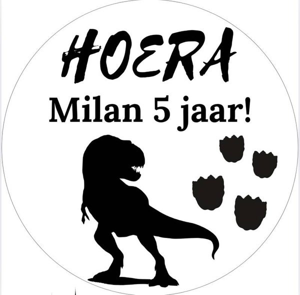 Gepersonaliseerde traktatiestickers | Dino