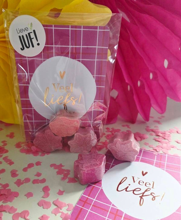 Cadeautje voor de juf badbruisballen | Kant-en-klare traktatie