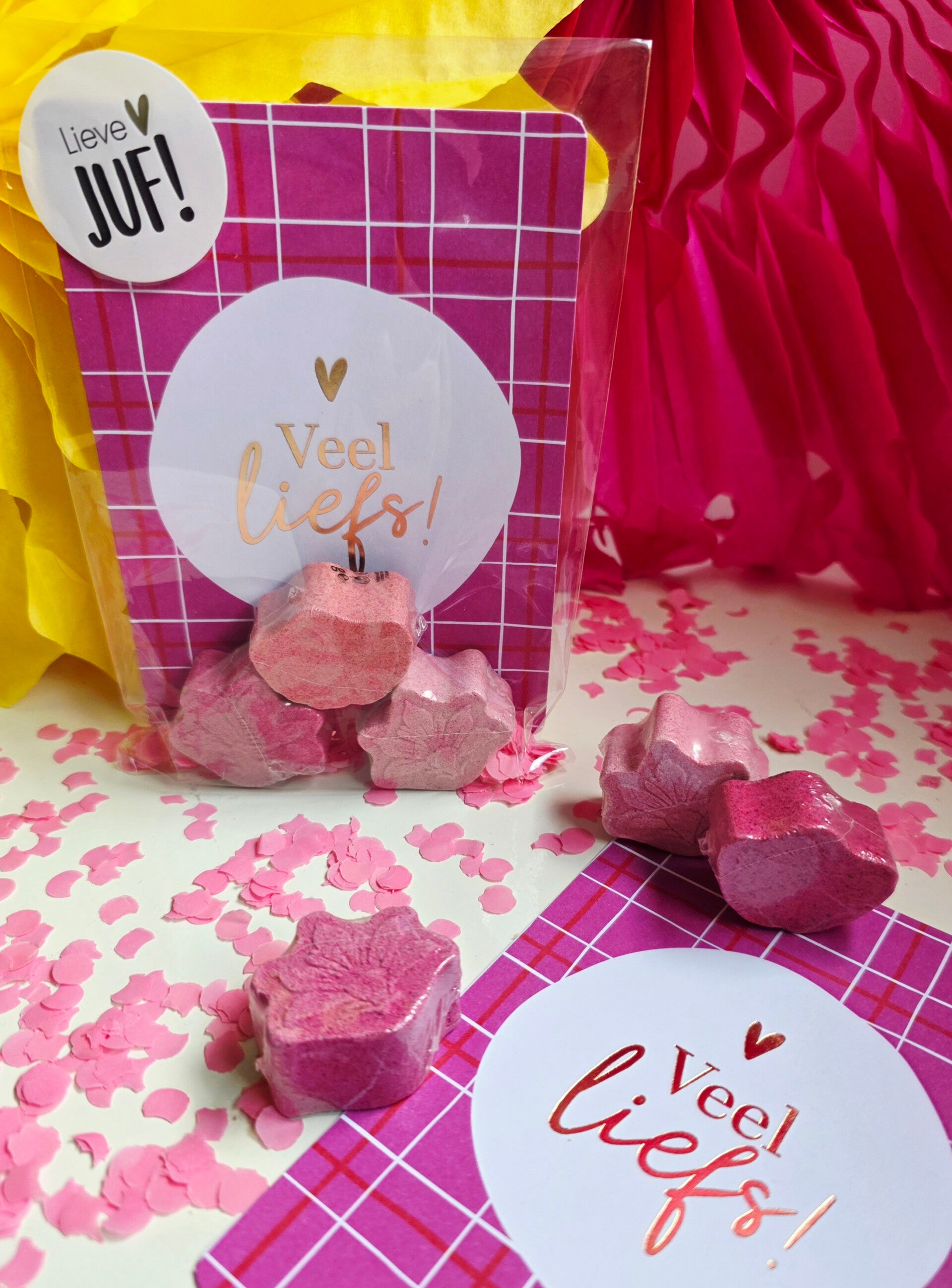 Cadeautje voor de juf badbruisballen | Kant-en-klare traktatie