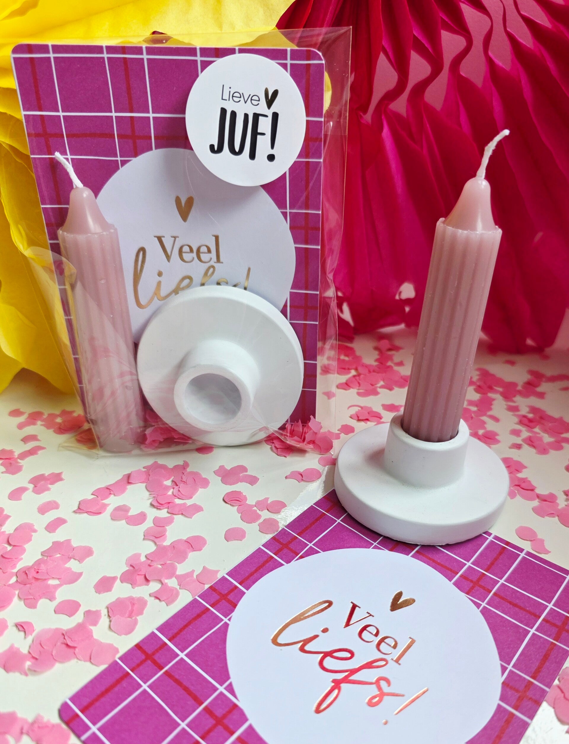 Cadeautje voor de juf kaarsenset | Kant-en-klare traktatie