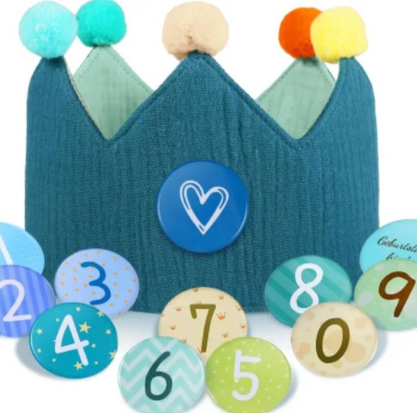 Verjaardagskroontje | Blauw/groen