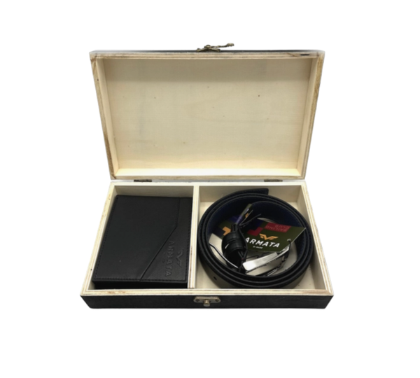 Giftset leren portemonnee & riem