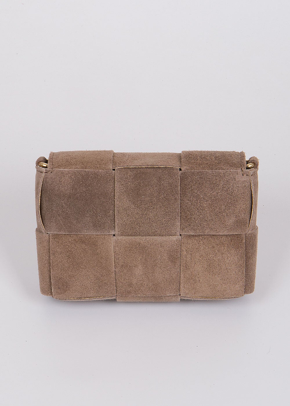 Mini Suède Schoudertas “Angela” – Gevlochten elegantie uit Italië