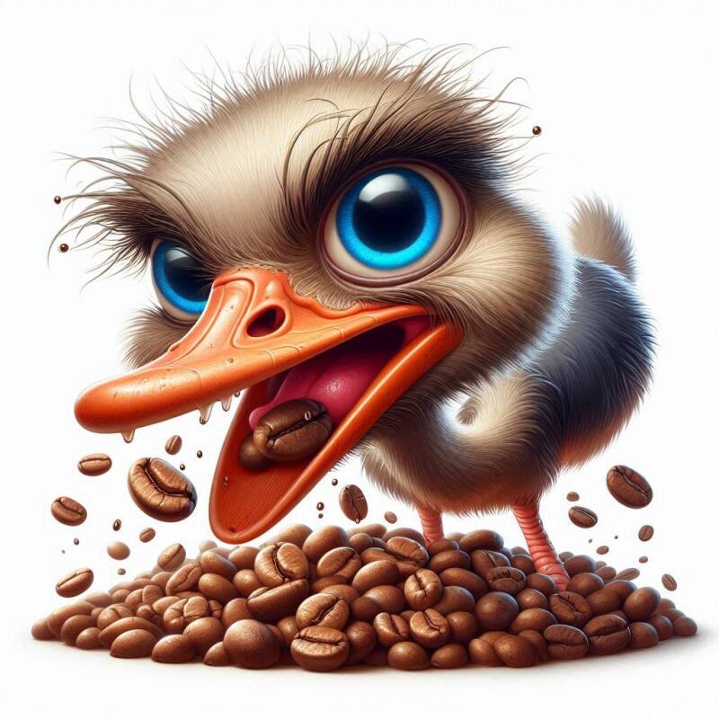 oscar die koffiebonen kauwt