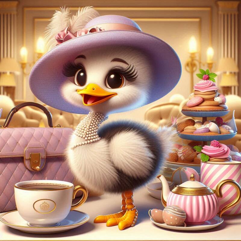 oscar in hat and high tea