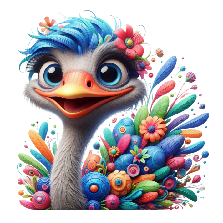 een vrolijke afbeelding van oscar met kleurrijke veren