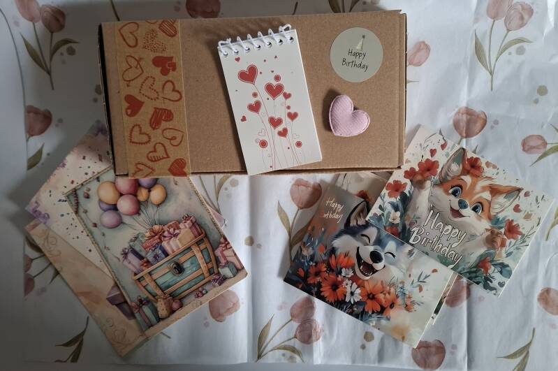 voorbeeld verjaardagsverpakking met kaarten