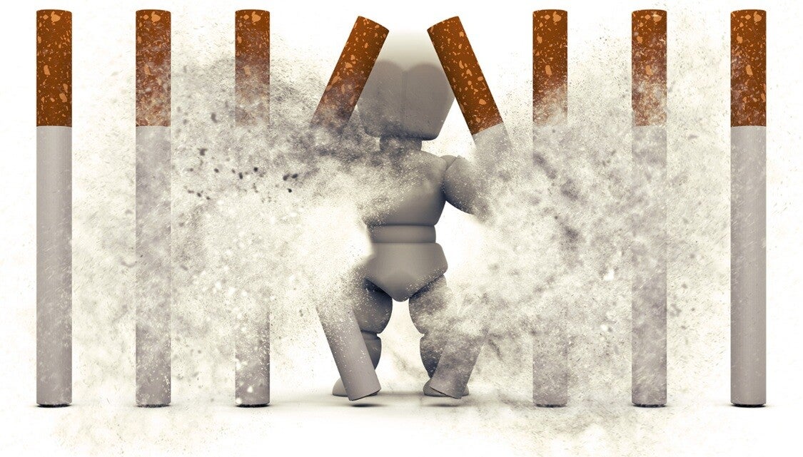 Cigarettes qui emprisonnent explosées par le fumeur qui décide d'arrêter de fumer