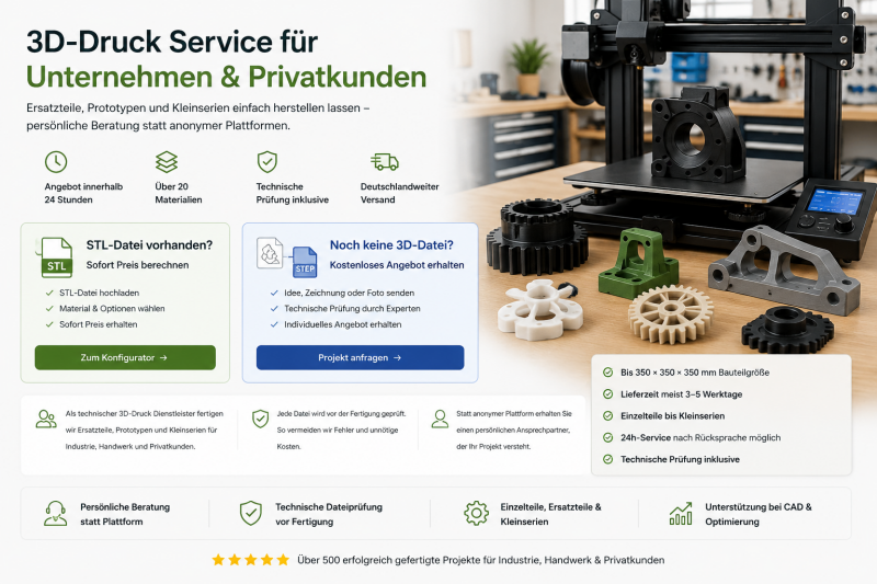 3d druck service anfragen und Angebot erhalten 3d druck konfigurator preis online berechnen