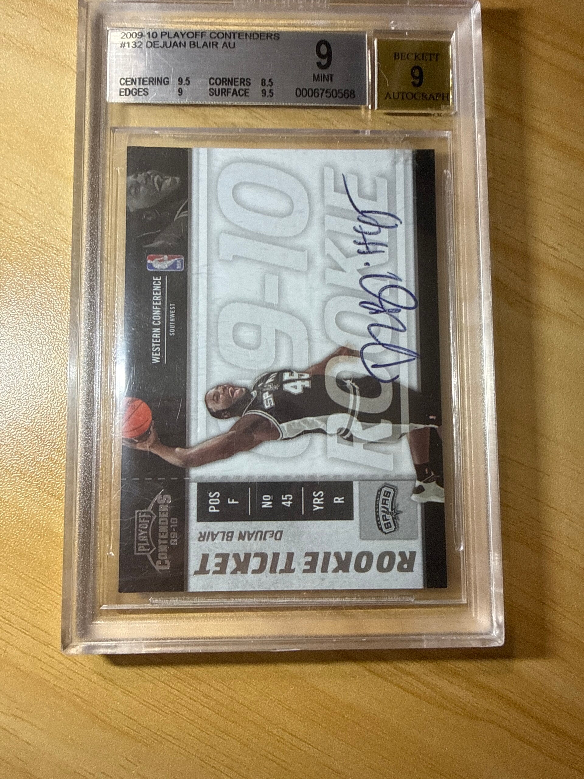 2009-10 DeJuan Blair Auto Beckett 9 auto 9