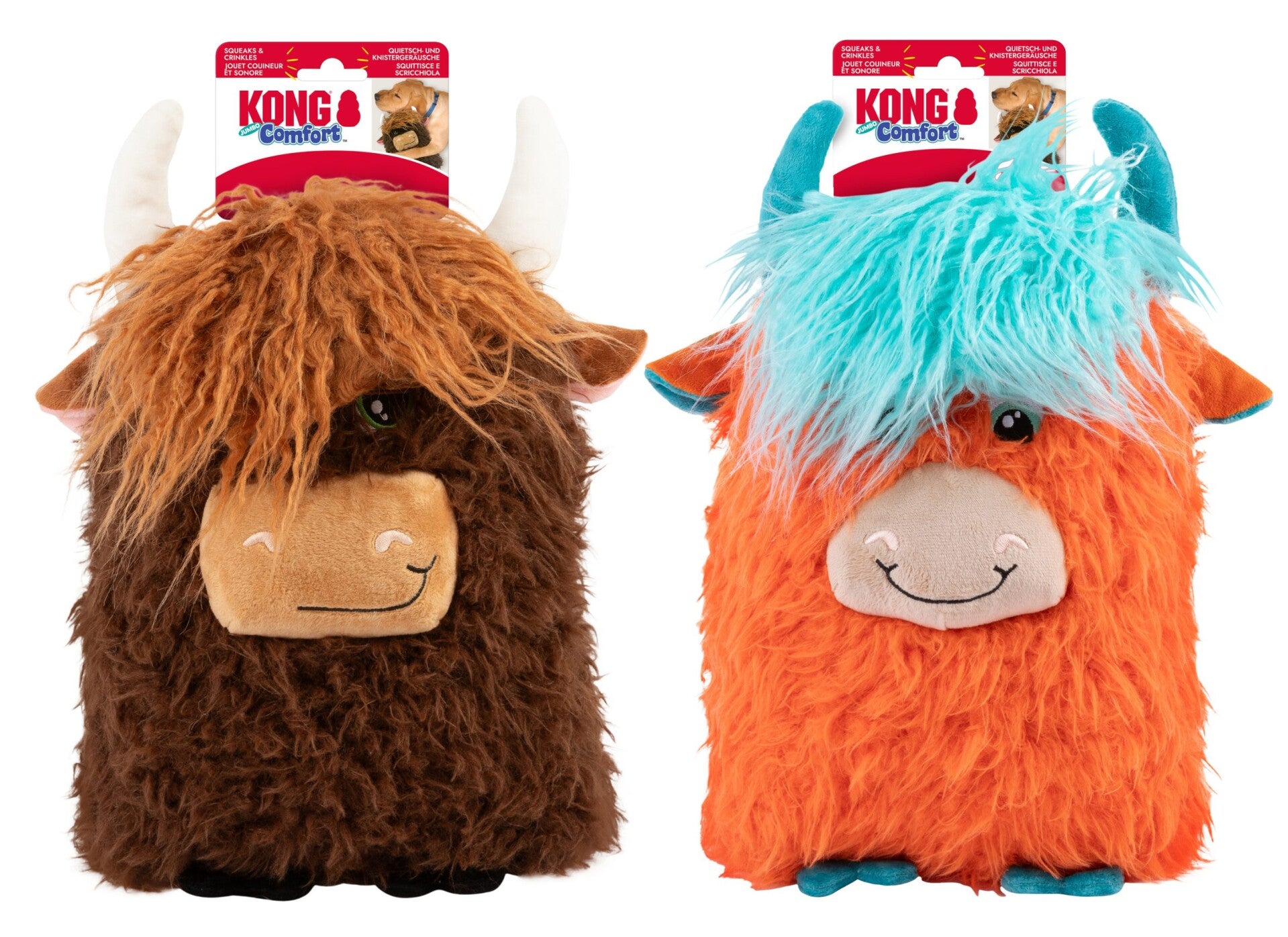 Kong hond comfort jumbo highland cow assortie XL