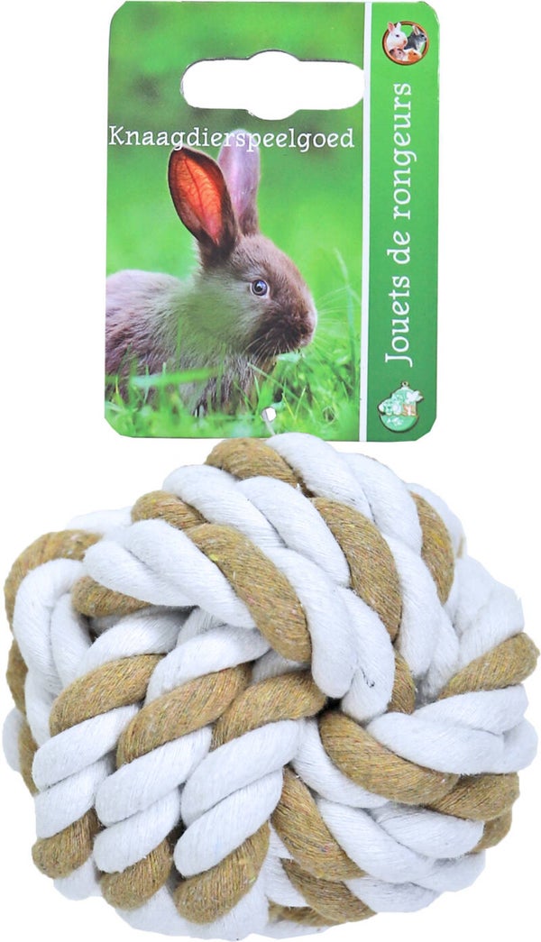 Boon touwbal katoen voor het knaagdier, 7,5 cm.