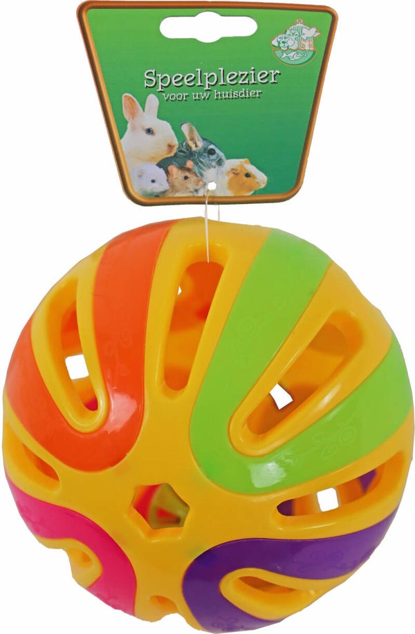 Plastic knaagdierbal met bel groot 12,5cm.