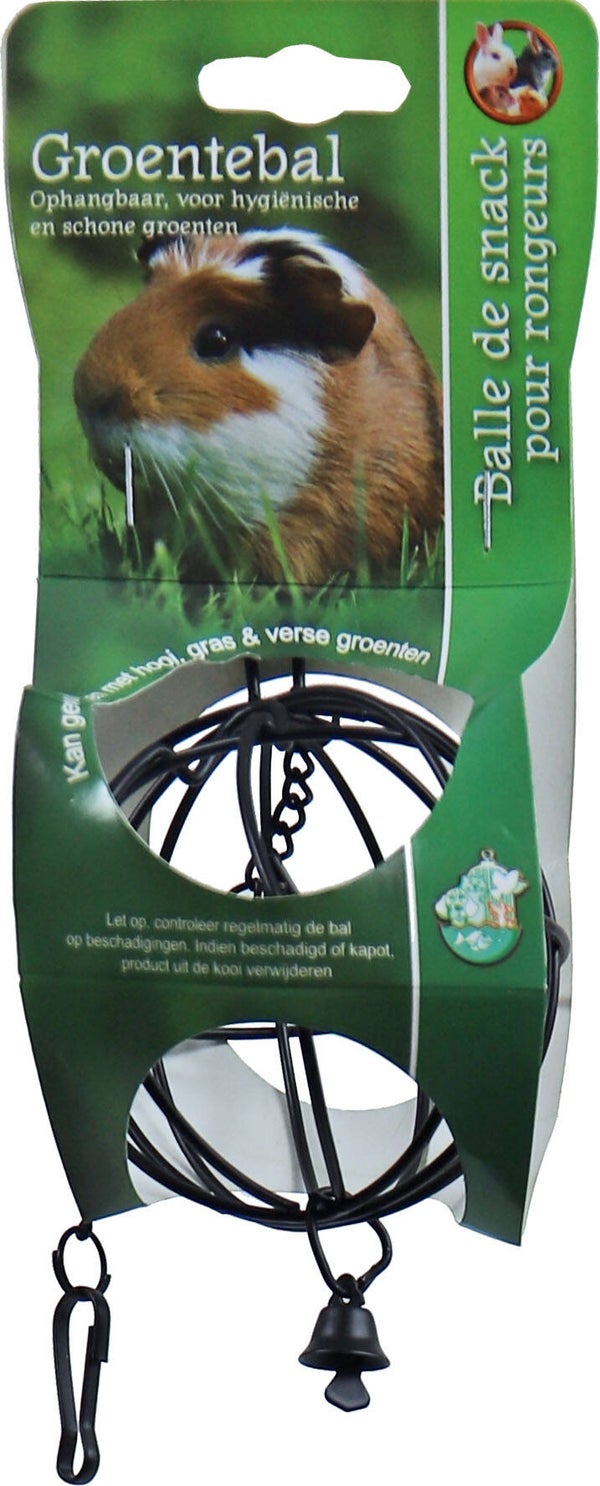 Boon hooi- of groenvoerbal metaal met bel zwart, 8 cm.