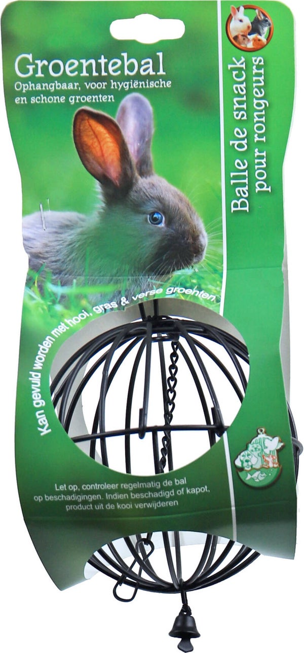 Boon hooi- of groenvoerbal metaal met bel zwart, 11 cm.