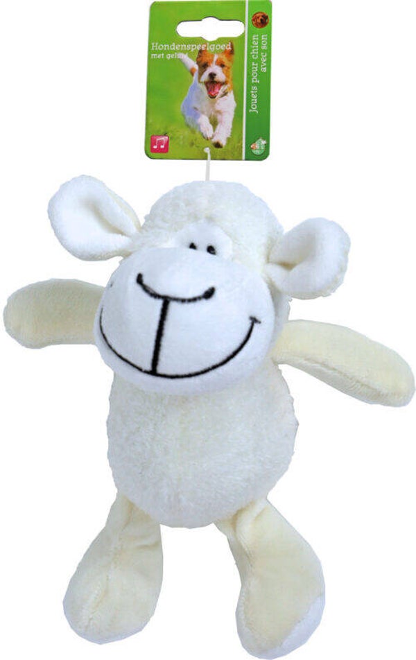 Hondenspeelgoed aap schapenwol beige