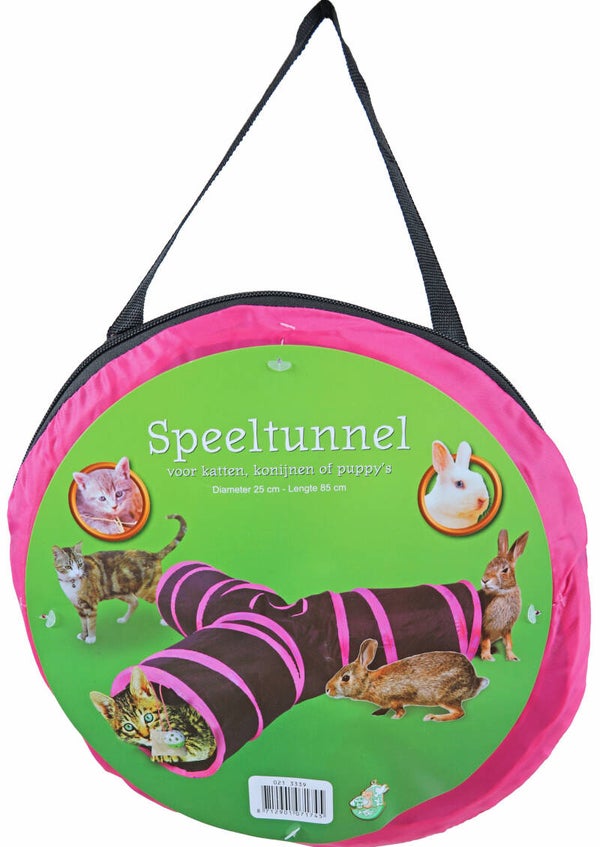 Speeltunnel nylon 'Y' model 85x25 cm - zwart/roze