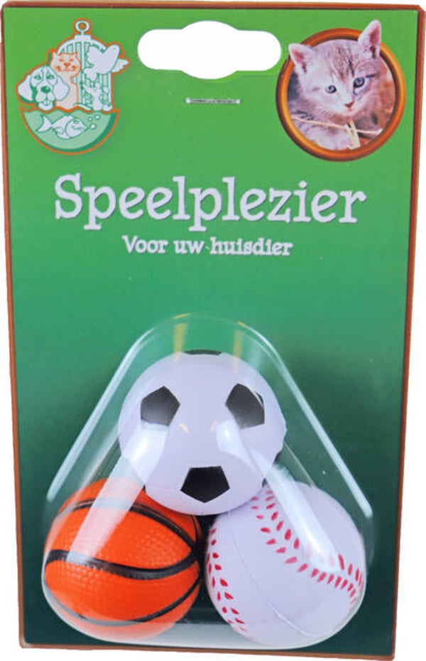 Kattenspeelgoed blister à 3 sport sponsbal